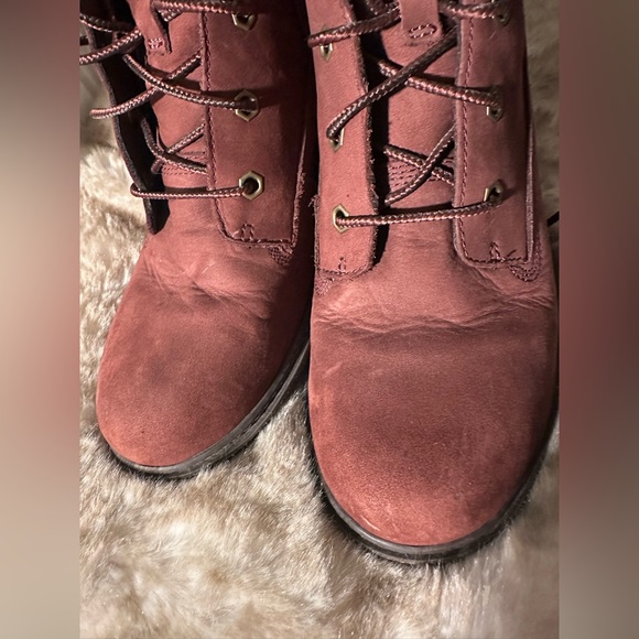 Timberland 6” Amston Wedge Ankle Boots- Dark Port Burgundy Nubuck/Black Q39 - Picture 10 of 10